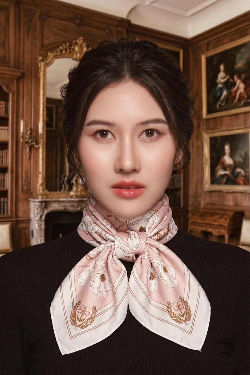VINTAGE POPPÝ SATIN SCARF | BLUSH PINK