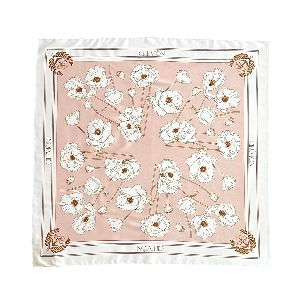 VINTAGE POPPÝ SATIN SCARF | BLUSH PINK